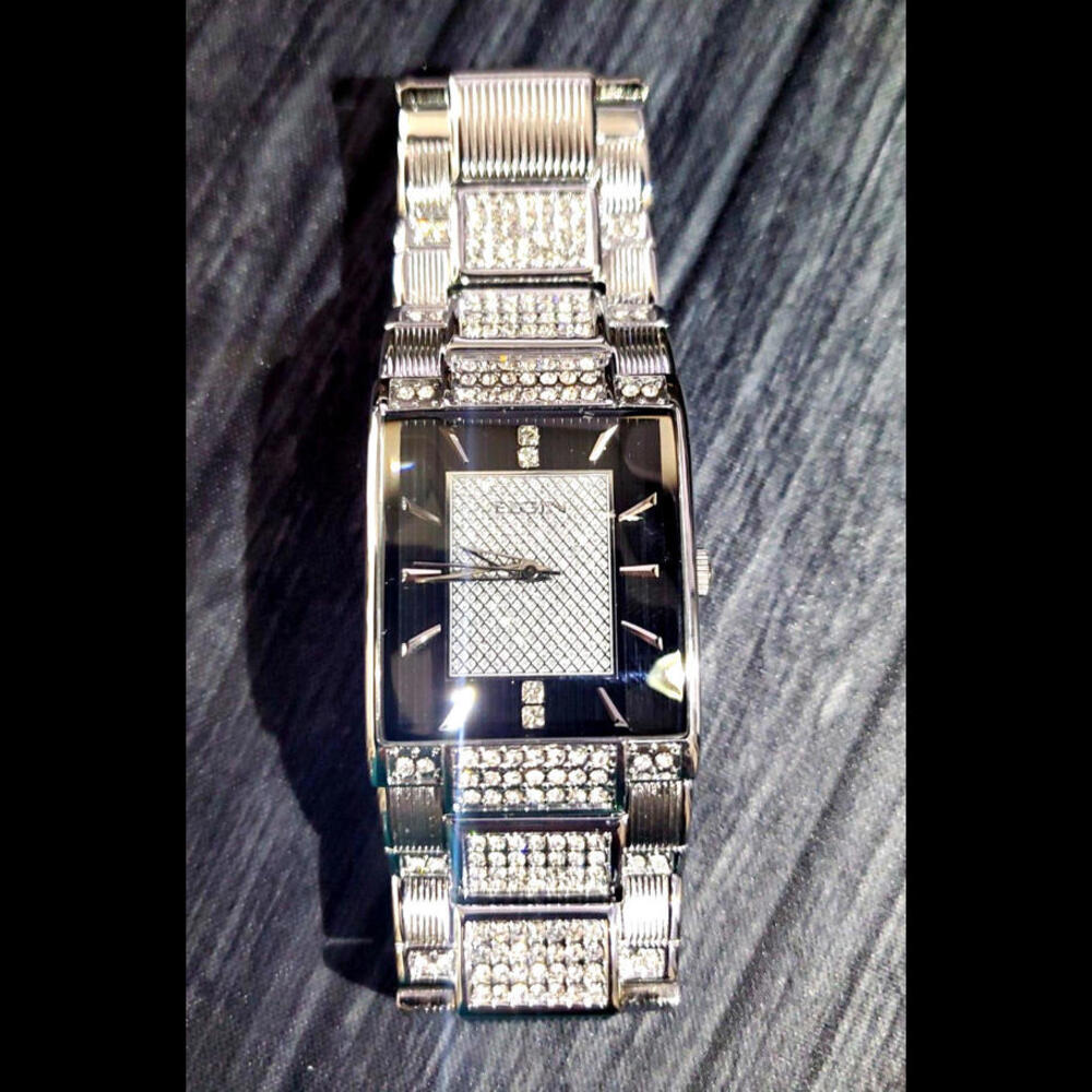 RARE Lord Elgin Gem Paved Tank Watch Plank Diamond‎ Dial - Picture 5 of 11